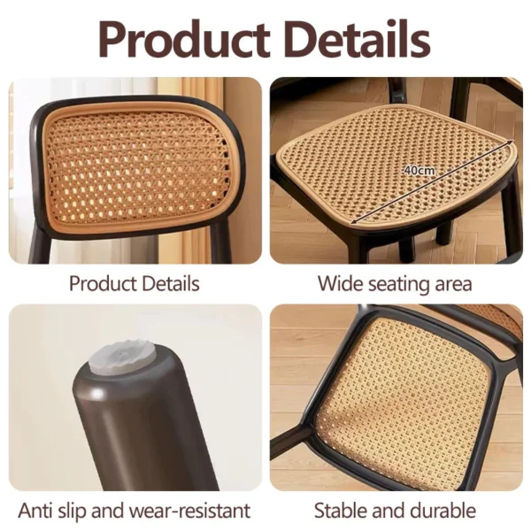 Stackable Plastic Rattan Dining Chair