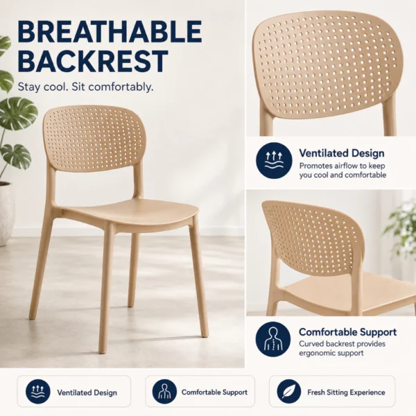 Heavy Duty Breathable Plastic Dining Chair
