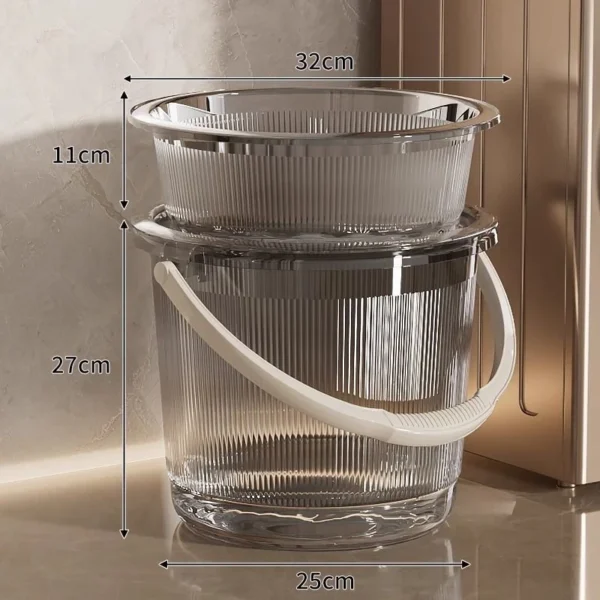 Texture Transparent Storage Bucket & Wash Basin Set
