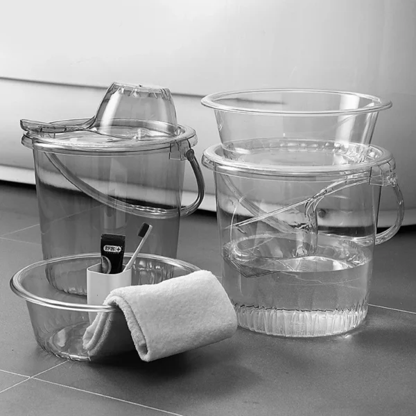 Transparent Storage Bucket & Wash Basin Set