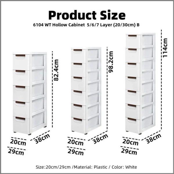 Vertical Plastic Drawer Storage Cabinet