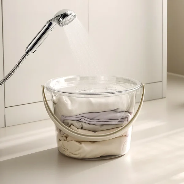 Transparent Bucket with Lid & Wash Basin Set