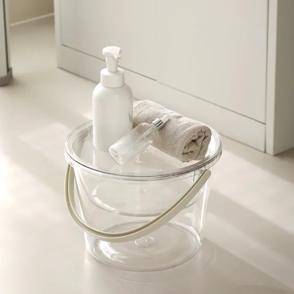 Transparent Bucket with Lid & Wash Basin Set